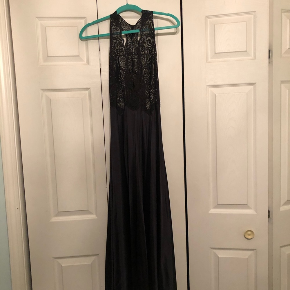 Black vintage lace and silk dress